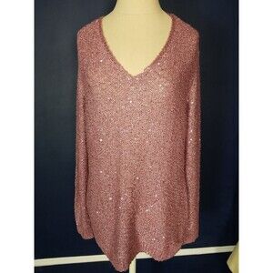 CANDA C&A Embellished Metallic Sweater Dusty Rose NWT Size XXL